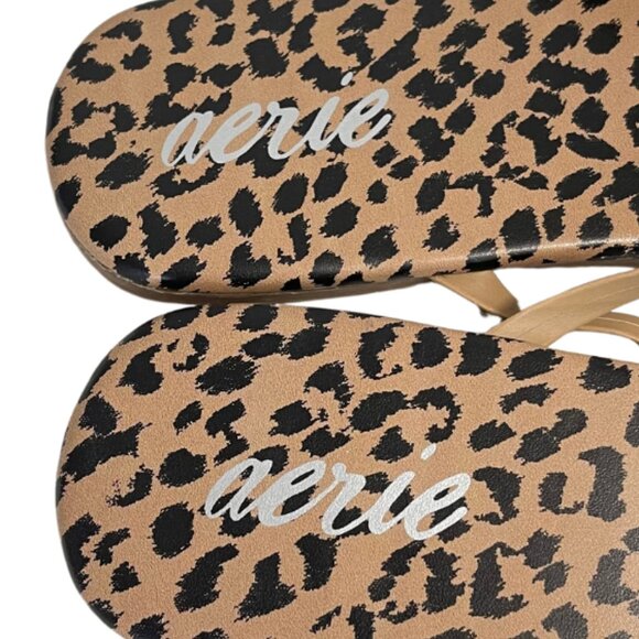 Aerie Cheetah Animal Print Flip Flop Sandals Size 9 Vacation Travel Beach Resort - Picture 4 of 7